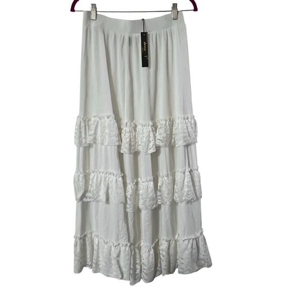 Jerry T New York Tiered Lace Ruffle Midi Skirt Boho Size XL - Picture 6 of 11